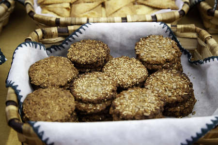 Detail of homemade dessert with toasted sesame seeds, sweetの写真素材
