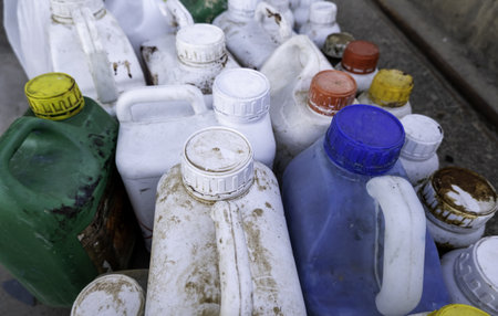 Plastic bottle used oil, recycling and ecologyの写真素材