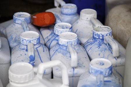 Plastic bottle used oil, recycling and ecologyの写真素材