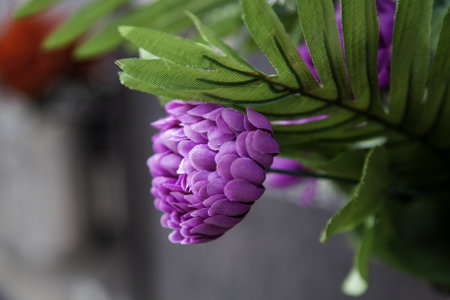 Detail of decorative artificial flowers, still lifeの写真素材