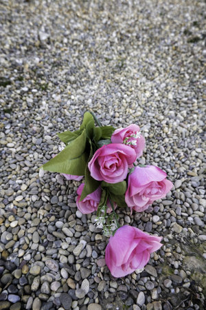 Detail of offering and memory for dead people, sadnessの写真素材