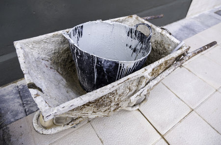 Detail of tools for construction, objects for masonryの写真素材