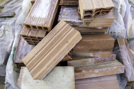 Detail of construction material to make houses and walls, masonryの写真素材