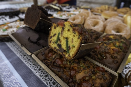 Detail of artisanal chocolate cake, sweet and unhealthy dessert