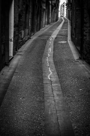 Detail of old street in an old medieval town in Spainの写真素材