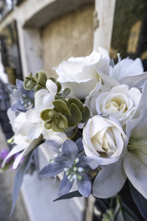 Detail of old and antique decorative flower bouquetの写真素材