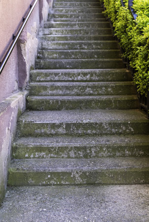 Detail of old stone staircase, decoration and constructionの写真素材