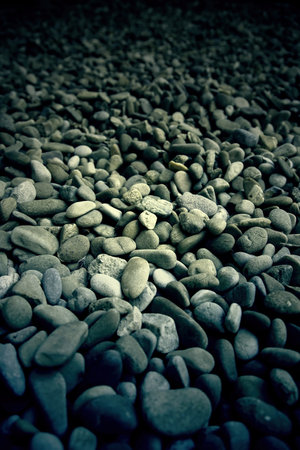 Detail of wet boulders on a cold rainy dayの写真素材