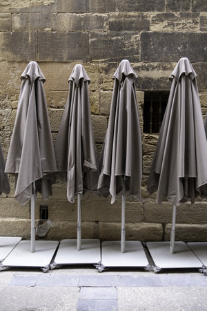 Detail of large umbrellas to protect from the sunの写真素材
