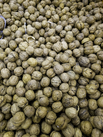 Detail of nuts at a market in the city, healthy foodの写真素材