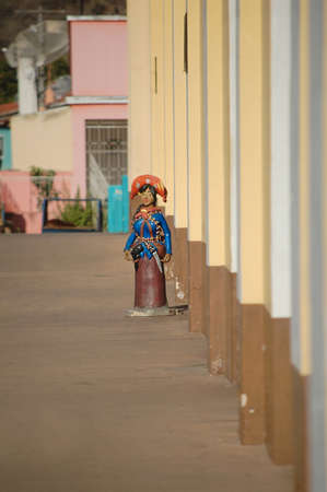 Traditional Brazilian Northeast doll made of cement, the Cangaceira woman, on a clear day and inside a craft fairのeditorial素材