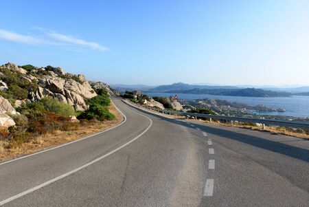 Road on the island of La Maddalena in Sardiniaの写真素材