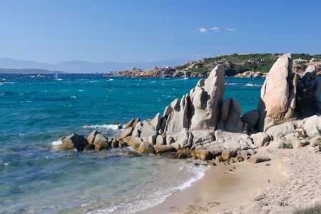 Stretch of coast and sea on the island of La Maddalena Sardiniaの写真素材