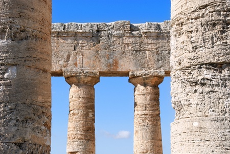 columns of the ancient temple at Segesta Sicilyの写真素材