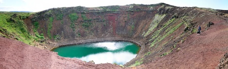 overview of the crater of an extinct volcano in Iceland Keridの写真素材