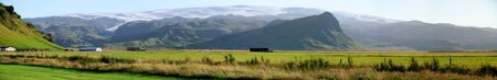 Panoramic photo of the glacier resort village of Vik Velliの写真素材