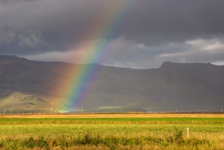rainbow in the mountains around Vikの写真素材