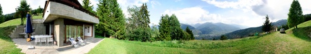 overview home town in Switzerland Crans Montanaの写真素材