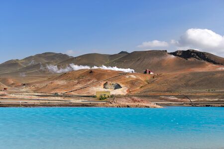 Boiling water lake near Lake Myvatn in Icelandの写真素材