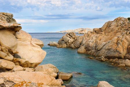 Overview of granite rocks in Porto Massimo La Maddalena Sardinia Italyの写真素材