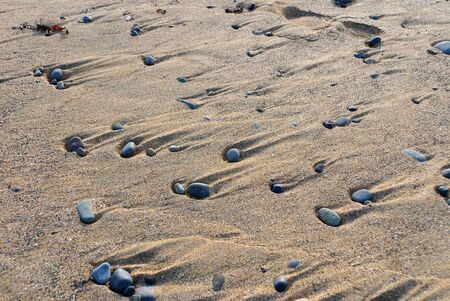 sand and stones moved by the wind in Iceland Langaholtの写真素材