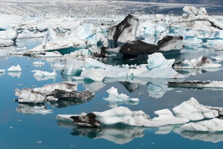 Landscape with icebergs on the lake in Iceland Jokulsarlon