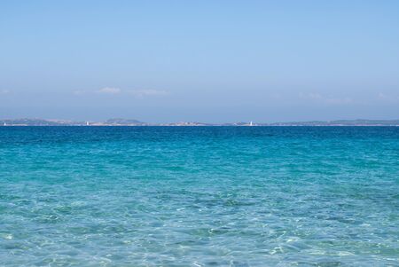 various shades of blue sea on the island La Maddalena in Sardiniaの写真素材