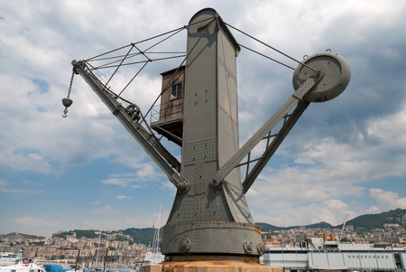 old cranes in the port of Genoaの写真素材