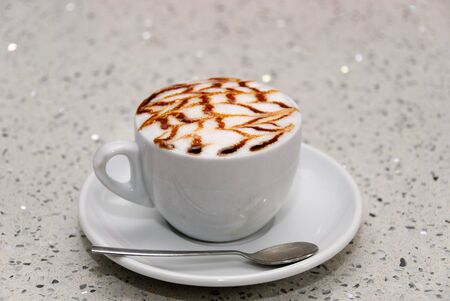 Italian cappuccino decorated with chocolateの写真素材