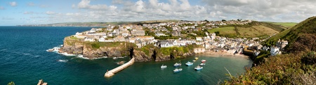 Overview of the village of Port Isaac in Cornwallの写真素材