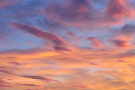 sunset orange and purple in genoa italyの写真素材