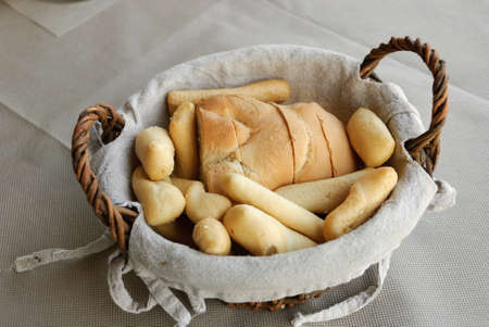 basket of bread and bread sticks