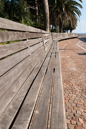 bench on the promenade in genoaの写真素材