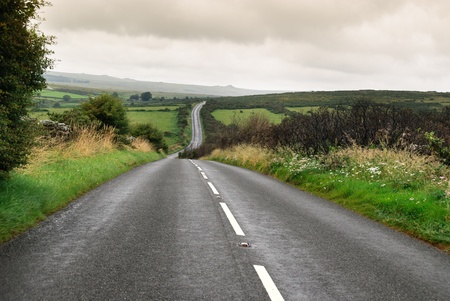 road in Dartmoor in Cornwall in Great Britain