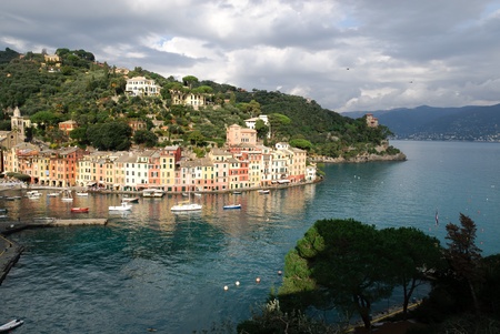 views of the village of Portofino in Italyの写真素材