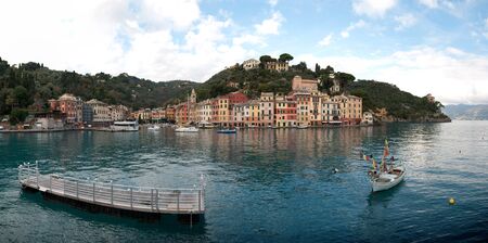 overview of the famous village of Portofinoの写真素材