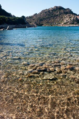 clear sea on the island La Maddalena in Sardiniaの写真素材