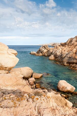 granite rocks on the island La Maddalena in Sardiniaの写真素材
