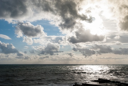 sunset over the sea moved to Genoaの写真素材