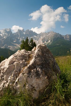 landscape with rocks and dolomites in South Tyrolの写真素材