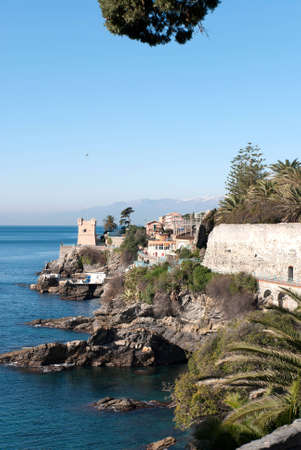 walk on the sea in Nervi in Genoaの写真素材