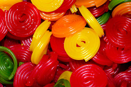 sweet rolls and colored candy の写真素材