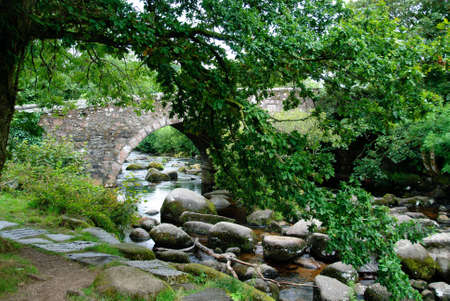 stone bridge over the river on Dartmoor in Cornwallの写真素材
