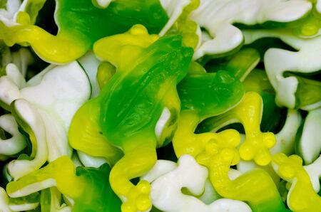 green fruit candies in the shape of a frogの写真素材