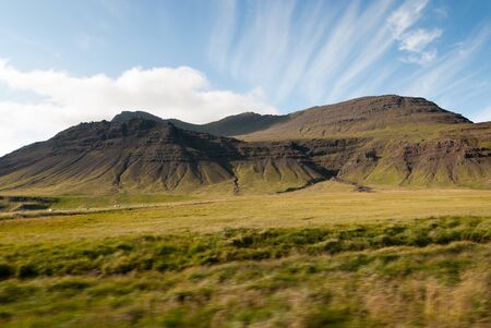 upmountain in Langaholt in Icelandの写真素材