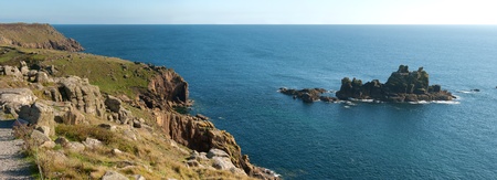 Overview of the coast of Lends End in Cornwallの写真素材
