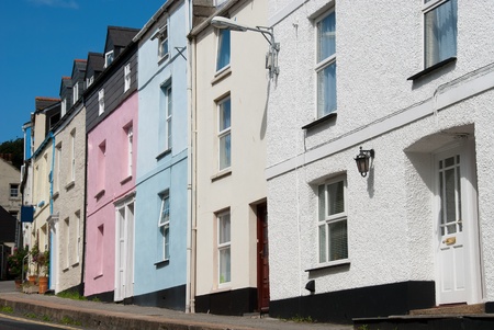 houses in the village of Padstow in Cornwallの写真素材