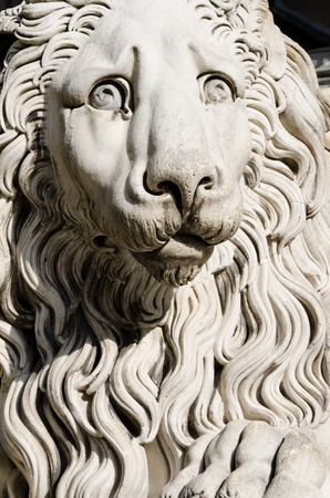 sculpture of a lion in caddedrale of St  Laurence in Genoaの写真素材