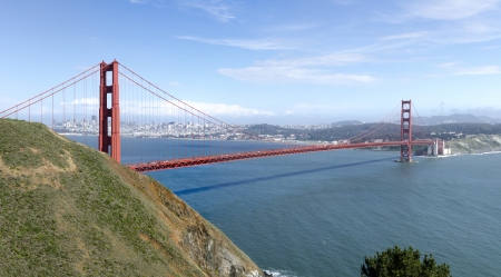 overview of the Golden Gate in San Francisco , California United States of Americaの写真素材