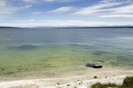 Underwater volcano in Yellowstone Lake in Yellowstone National Park in Wyoming in the United States of Americaの写真素材
